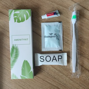 Hotel Disposable Toiletries Export English Four-In-One Toothbrush Set Toothbrush Toothpaste Soap Shampoo