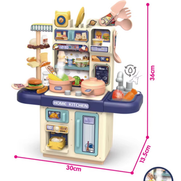 Comercio exterior infantil simulación de 36CM pulverización de luz de cocina de agua conjunto de mesa de platos de cocina de juguetes