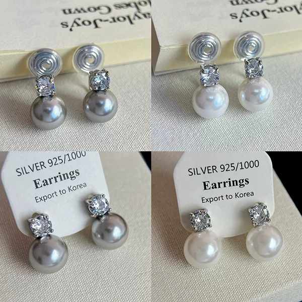 Diana Classic Flash Diamond Pearl Ear Clip Without Ear Holes Light Luxury Niche High-end Ear Studs Exquisite All-match Trendy Earrings