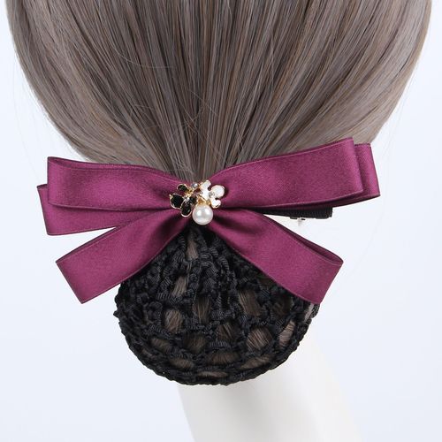 Headband Female Professional Nurse Hairnet Small Floral Air Hostess Bank Bowtie Net Bag Office Hotel Elegance Hairpin 