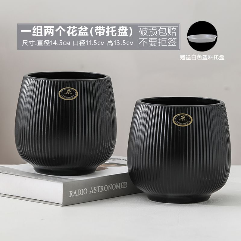 TX 빅 벨리 세로 패턴 - 매트 블랙 - 중형 2개(플라스틱 트레이 포함)