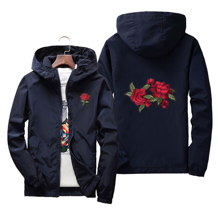 Embroidery Pattern, Direct Supply from the Manufacturer, Men's Large Size Spring and Autumn Thin Jacket with Lining, Couple and Family Outdoor Windbreaker