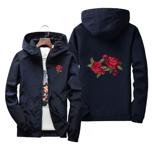 Embroidery Pattern, Direct Supply from the Manufacturer, Men's Large Size Spring and Autumn Thin Jacket with Lining, Couple and Family Outdoor Windbreaker