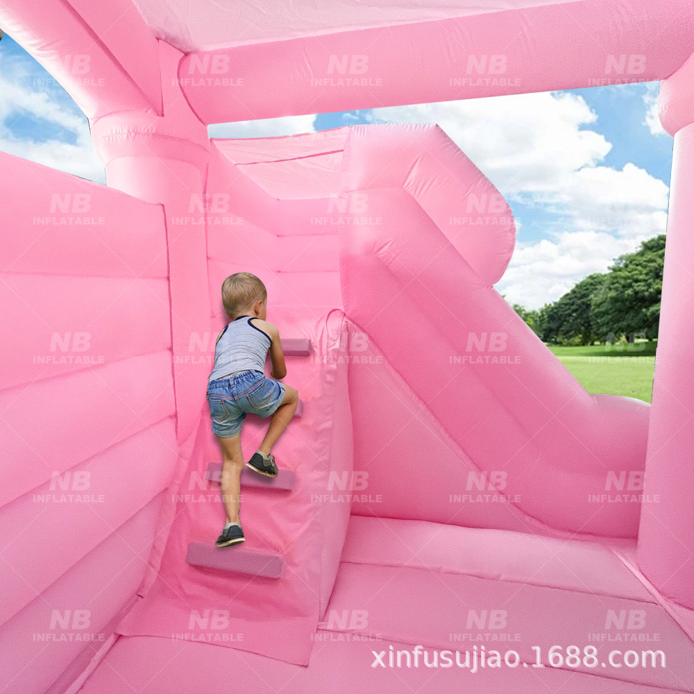 Nuevo hogar infantil cama rebotante gran interior y exterior princesa rosa viento slide infláble parque infláble castillo