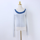 Летний комфортный шерстяной цветной базовый приятный телу лонгслив, V-образный вырез