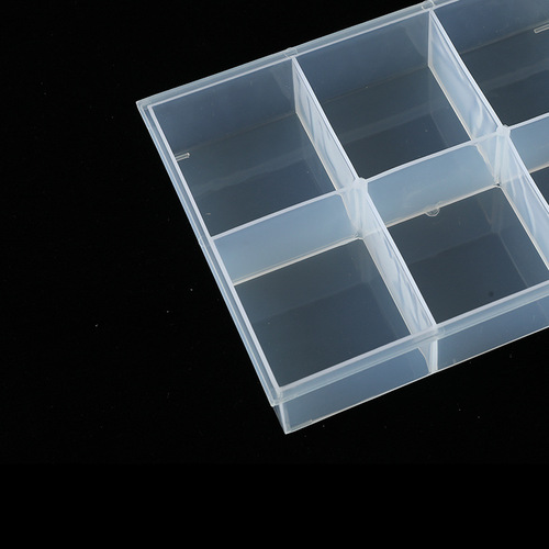 6-compartment transparent display box without lid, plastic storage box, window storage, medium-sized foreign trade organizing box, 6-compartment tray