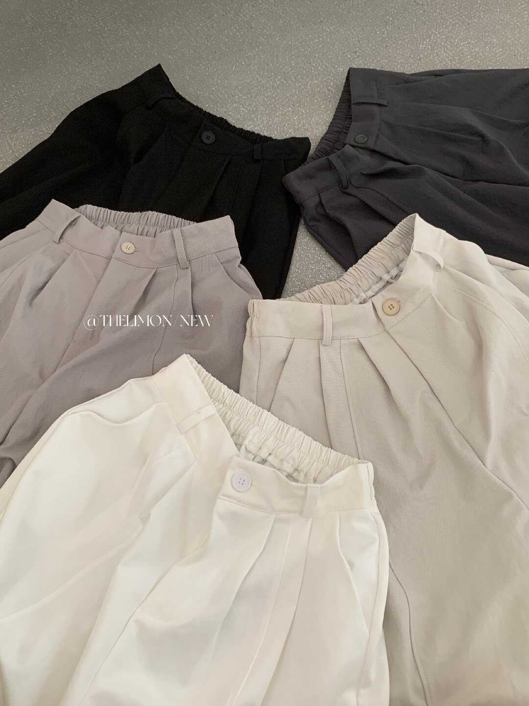 Quần culottes nữ ống rộng cạp cao dáng suông phong cách tối giản — màu đen, Xám cacbon, Xám bạc, màu trắng chi tiết 33