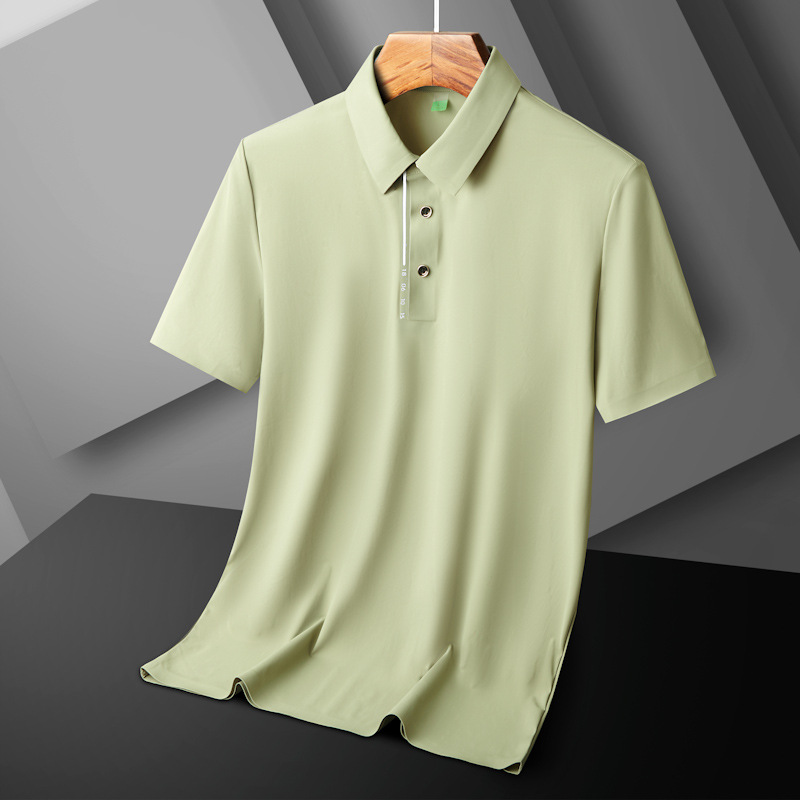 2024 verano delgado hielo sin marcas prensado polo hombre manga corta suelta negocio casual camiseta con solapa al por mayor