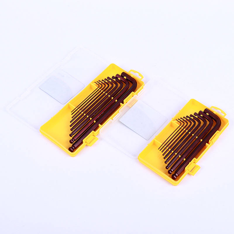 正浩古銅內六角扳手套裝 L型手動維修用扳手 塑盒古銅9件套扳手