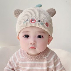 宝宝帽子可爱新生儿胎帽秋冬季毛线针织加厚保暖男女婴幼儿护卤门