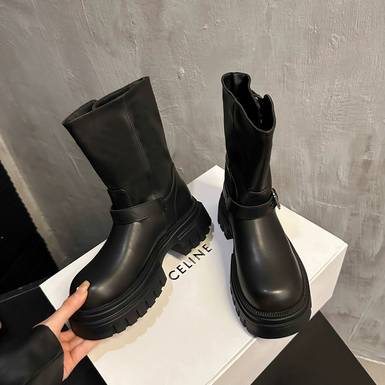 Британские сапоги на толстом каблуке Martin Женские 2024 новые осенние и зимние коричневые дикие увеличенные короткие сапоги Mailard