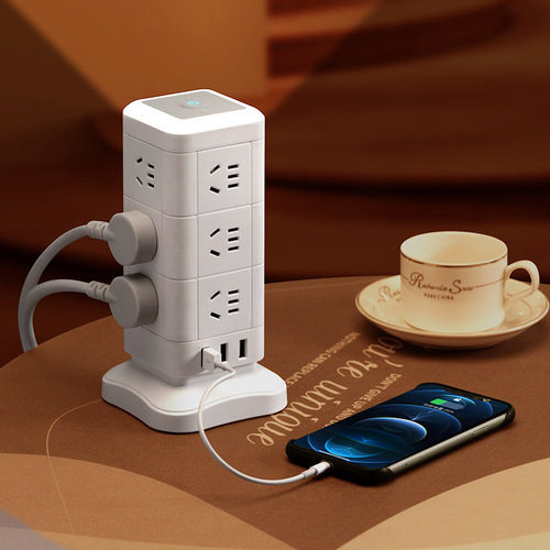 Smart desktop vertical USB charging socket office multi-function power strip home dormitory safety door wiring board