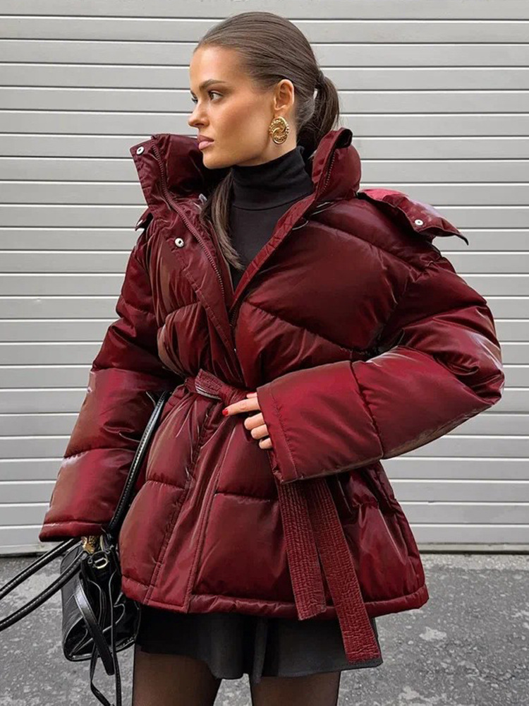 cálido, grueso, moda simple, color sólido, cara brillante, chaqueta de algodón de hilo, otoño y invierno de 2025, nuevo estilo europeo y americano transfronterizo image 4