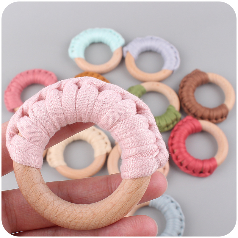 Nuevo bebé suministros hechos a mano de algodón tejido creativo bebé Beech anillo mordedura molar juguete mano