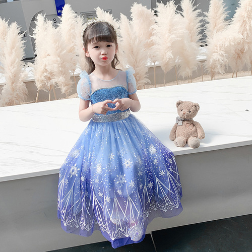  Halloween Girls Elsa Dress Summer Baby Style Skirt Summer Dress Girls Children Elsa Princess