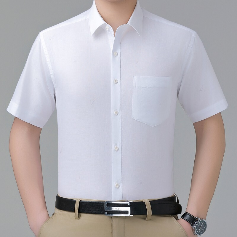 Counter Men's Pure Cotton Shirt 2025 Summer New Business Casual Middle-Aged Dad Tops No-Iron Men's Shirts Counter Men's Pure Cotton Shirt 2025 Summer New Business Casual Middle-Aged Dad Tops No-Iron Men's Shirts