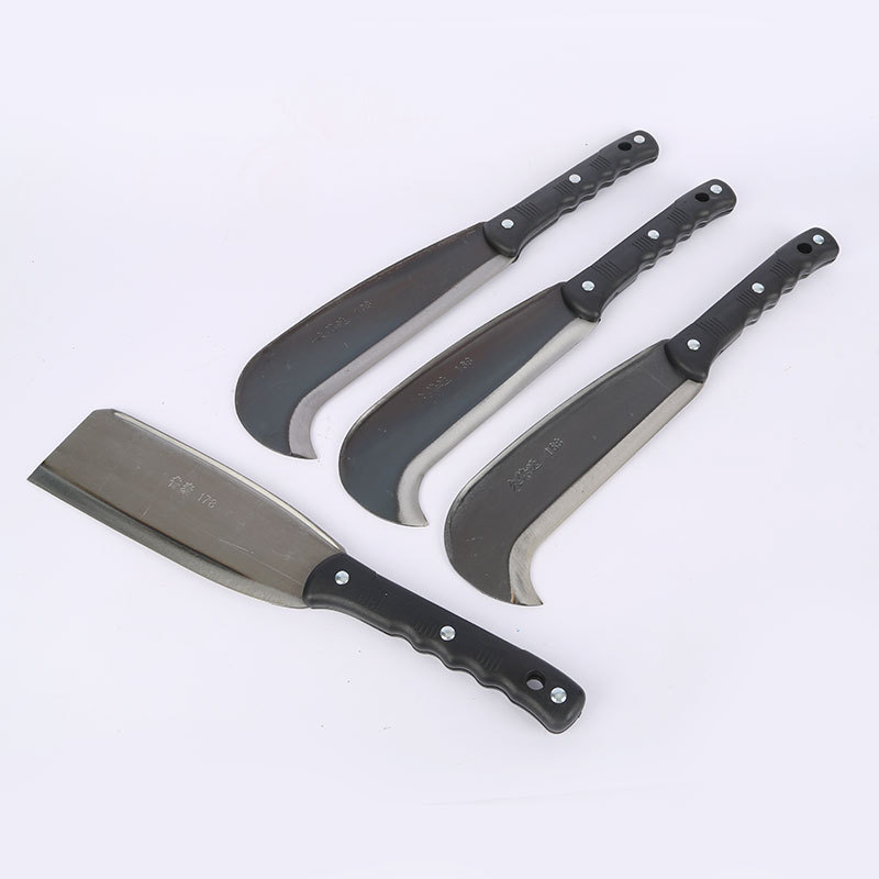 Factory wholesale: Charcoal knife, carbon steel sickle, outdoor & agricultural chopping machete, mountain-splitting, firewood-splitting, wood-cutting, weeding, and bamboo-handled knife