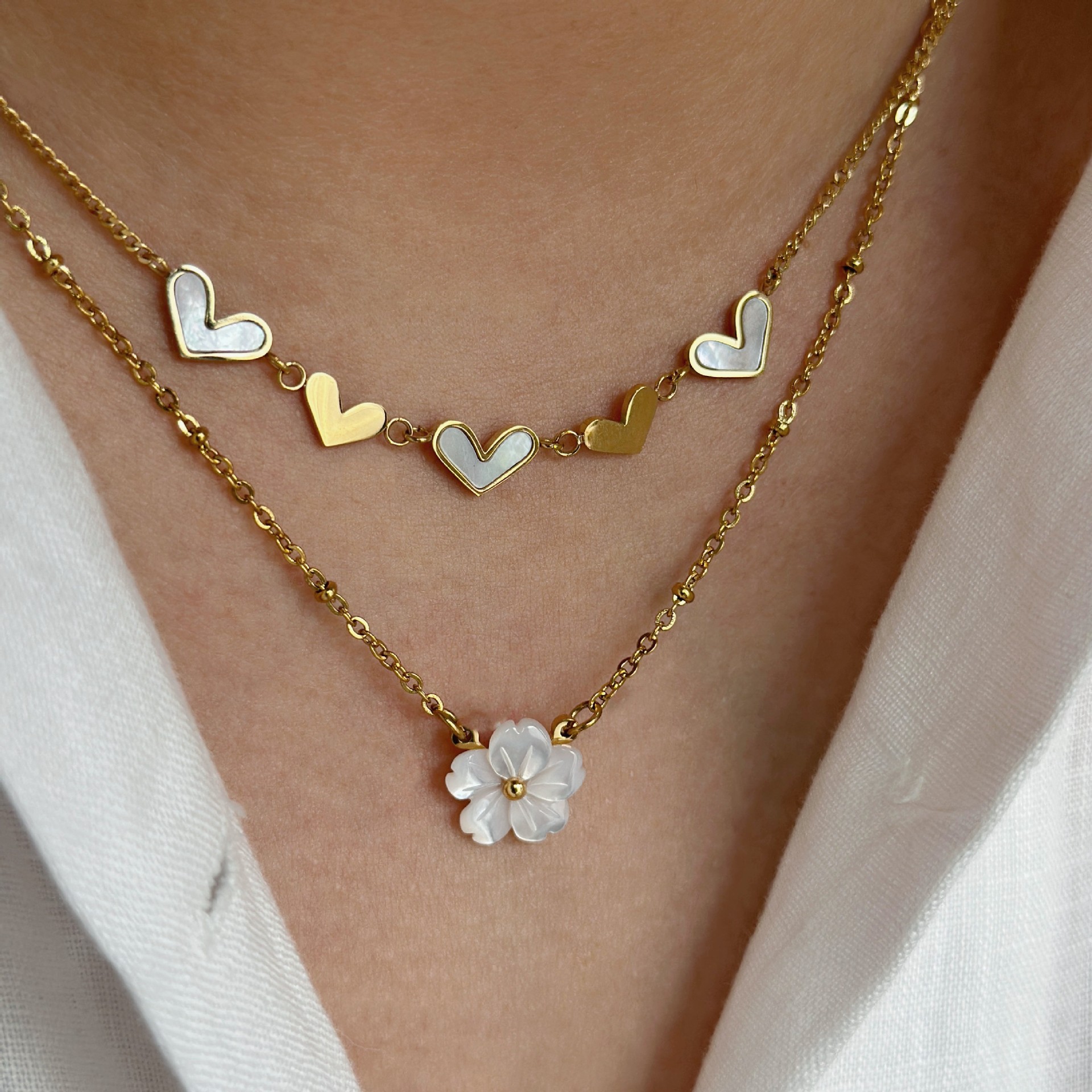 7g Weight 304 Stainless Steel Pendant Material Pendant Necklace Classification 304 Stainless Steel Flower Patchwork Pendant Necklace