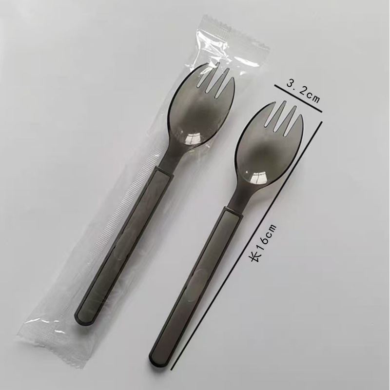 Ensalada de bistec occidental gruesa de mango largo desechable, cuchillo y tenedor para llevar, té con leche grueso, postre, cuchara de sopa, paquete independiente