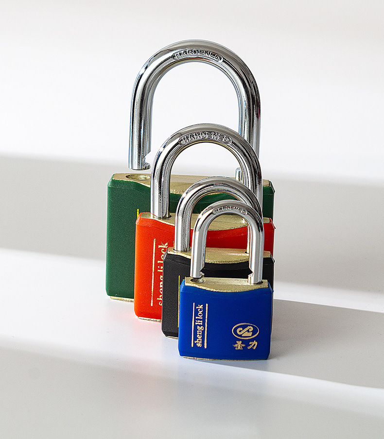 Factory direct supply of Shengli brand arc-shaped rubber-coated locks, multi-color copper core locks, cabinet locks, door locks, and customizable brand casing iron padlocks pic 9
