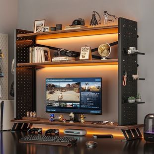 Desktop Storage Rack Desktop Bookshelf Desk Hole Board Shelf Multi-layer Storage Rack Computer Monitor Elevated Rack
