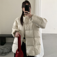 高级感龟背感中长款羽绒服女2025冬季时尚立体条加厚小个子面包服