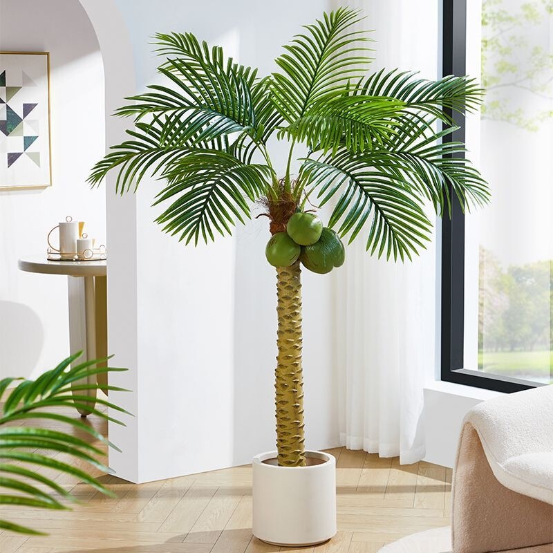 Biomimetic Landscape Decoration Green Plant Areca Palm Large Coconut Tree Artificial Tree Plant Potted Plant Living Room Fake Tree High-End