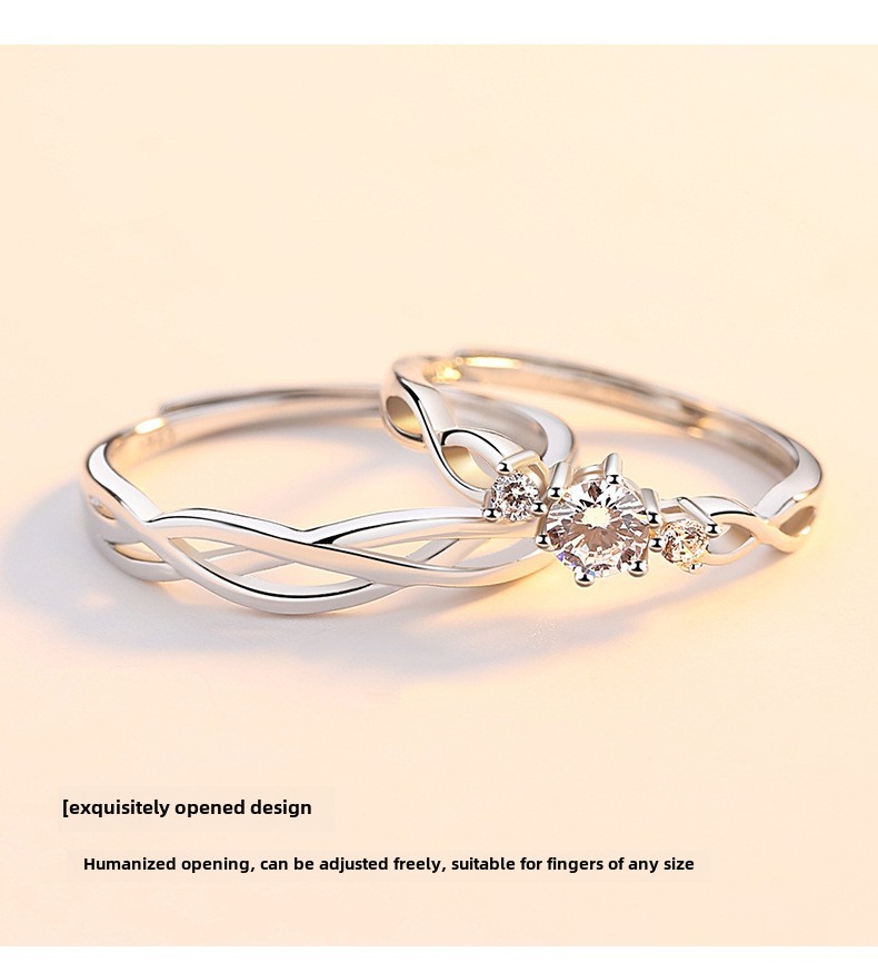 Bague de couple de style coréen pour hommes et femmes, paire de bagues de couple en argent sterling, bijoux de luxe, cadeau de Saint-Valentin_voghion.com