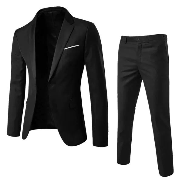 Two-Piece Suit for Men, Business Professional Formal Wear, Wedding Dress, British Style Casual Slim-Fit Korean Style Suit for Men