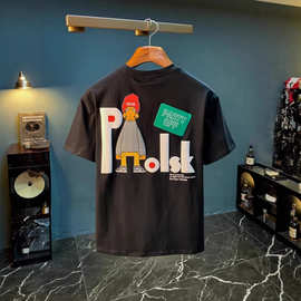 欧美潮牌短袖230克纯棉上衣夏季男士印花T恤潮流男女百搭圆领体恤