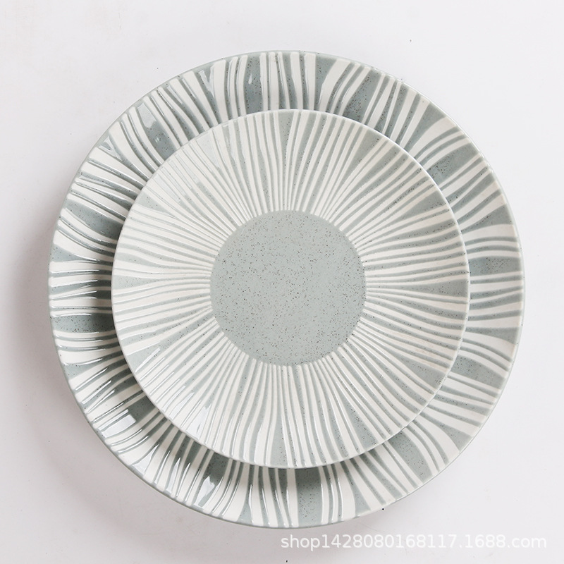 Estilo escandinavo plato de porcelana en relieve lado grande