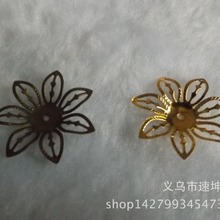 DIY饰品配件发簪类饰品铁片花托27mm镂空花片七叶金属花托