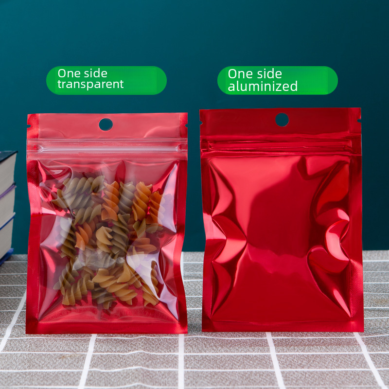彩色陰陽拉骨自封袋糖果零食品密封袋超市可掛孔鍍鋁塑料包裝袋子