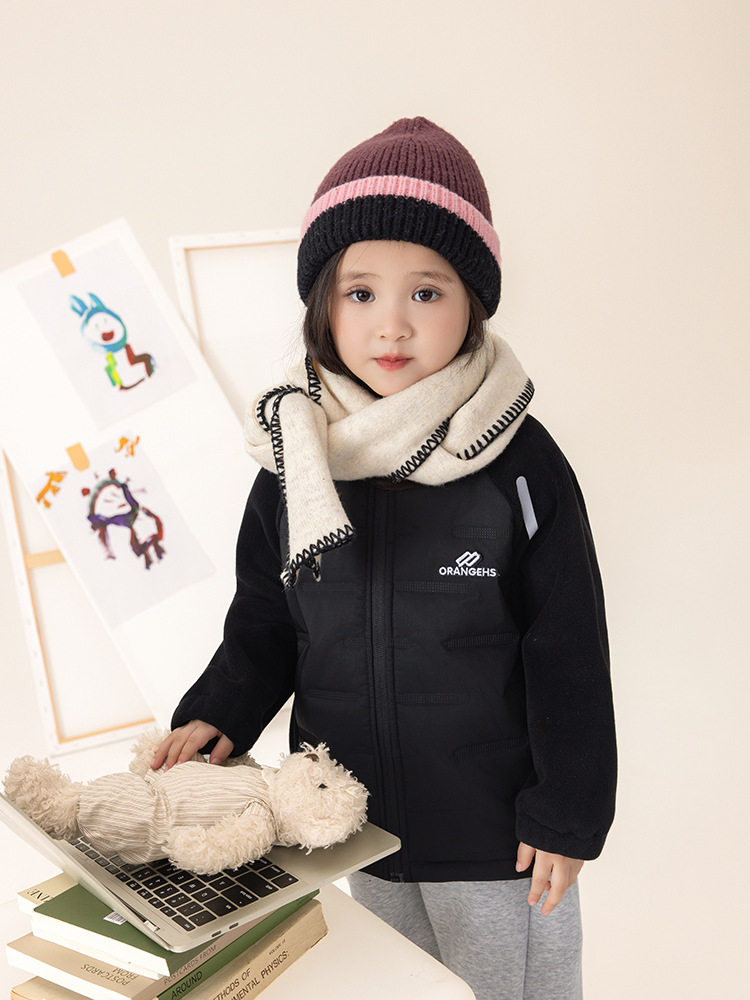 [Spot] Uniformes escolares artefactos niños cuatro en uno ropa de algodón en relieve simple chaqueta de terciopelo negro para niños y niñas