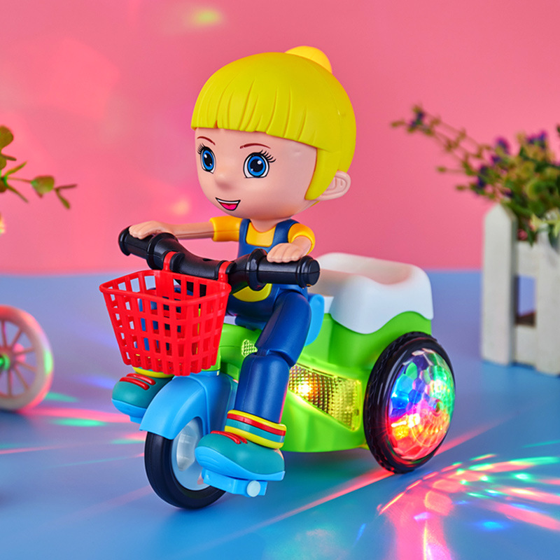 Triciclo fresco con acrobacias juguetes eléctricos para niños cabeza grande para niños y niñas bebés 1 - 2 años de edad danza giratoria