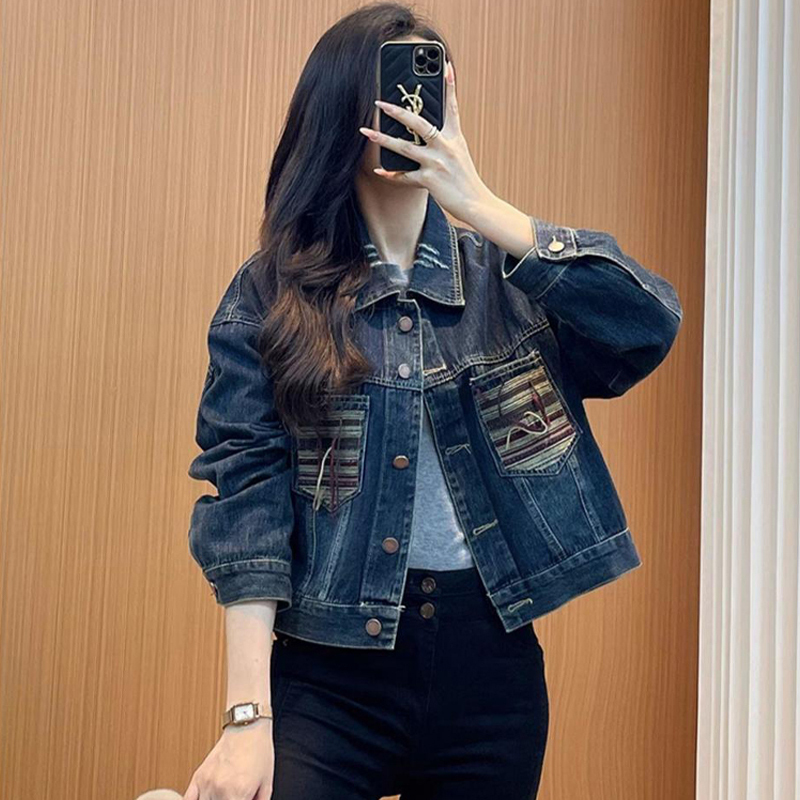 欧洲站牛仔外套女新款2025短款小个子欧货高街美式设计感小款上衣|undefined