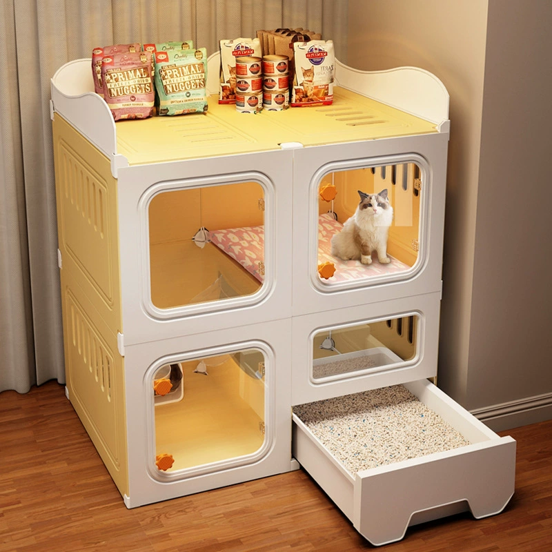 Клетка для кошек, туалет для кошек, встроенный туалет для кошек, вилла для кошек, кошачье гнездо, кошачий домик, кошачий домик, клетка для кошек для домашнего использования, компактная клетка для кошек в помещении