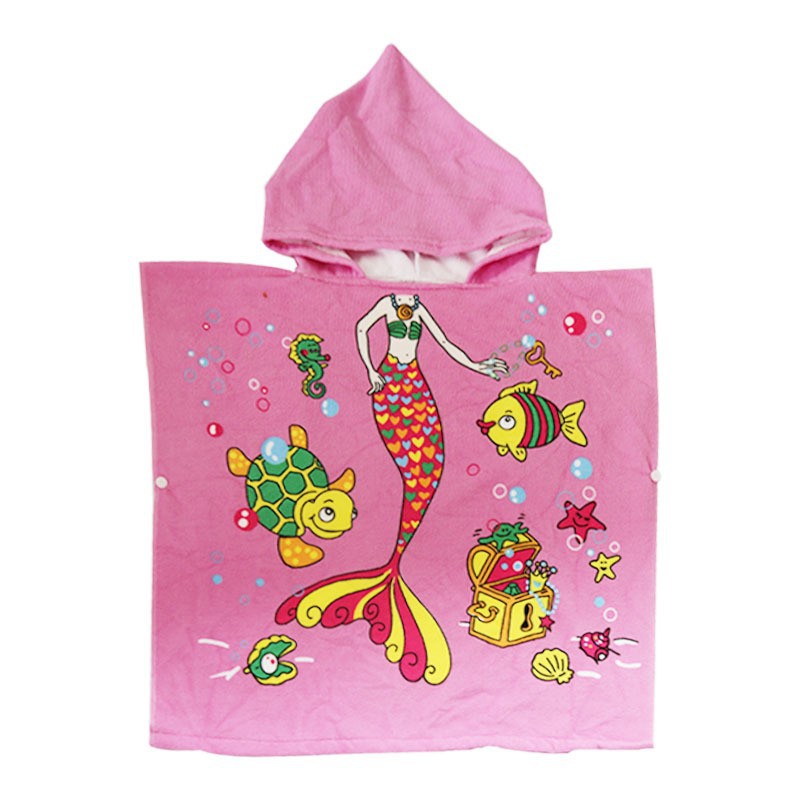 Toallas de baño para niños capa de bata de baño con capucha con estampado de dibujos animados digital capa de toalla de baño de secado rápido y absorbente