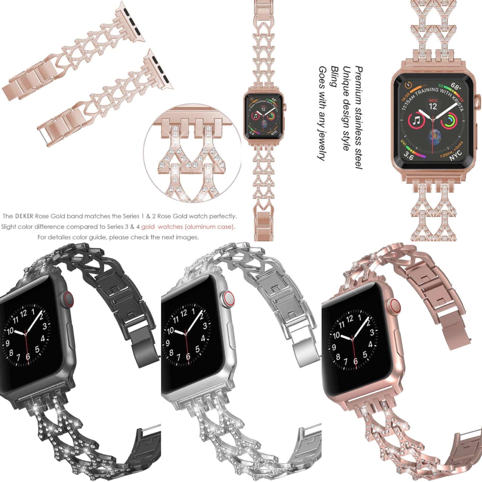 Suitable for Apple metal diamond fashion strap AppleWatch double aircraft Watch metal diamond strap