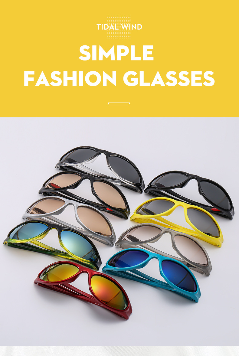 Y2K Solid Color PC UV400 Protection Oval Frame Full Frame Sports Sunglasses display picture 3