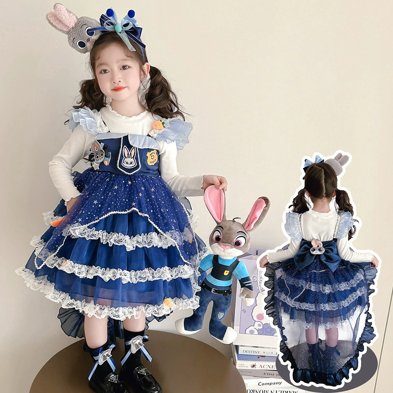 Летний маленький костюм принцессы, детское платье, кролик, юбка, стильLolita, подарок на день рождения, полицейский