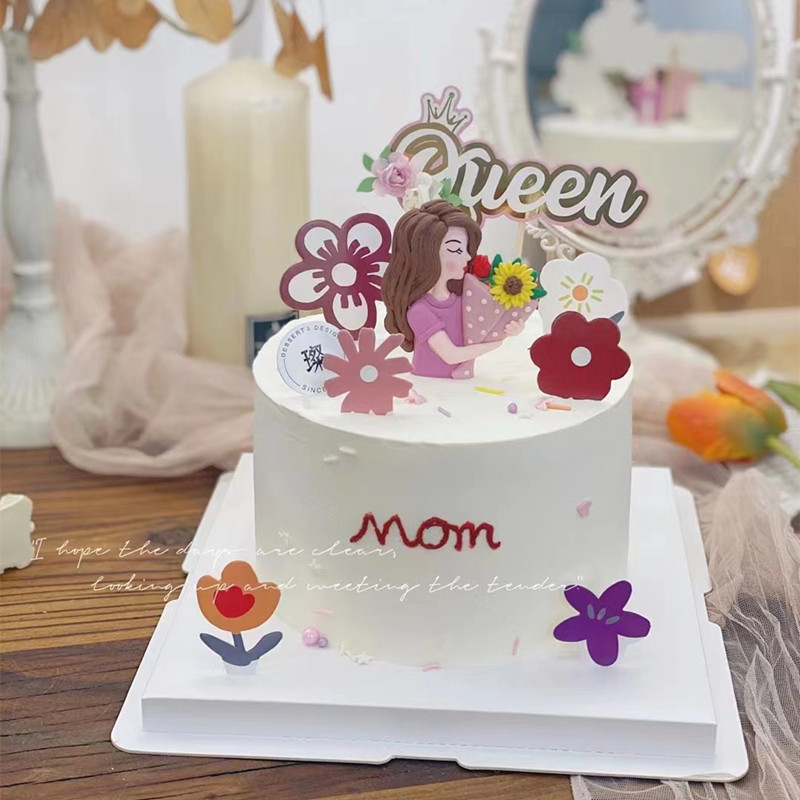 Decoración de pasteles del día de la madre Adornos de celebridades de Internet Madre Madre Niña Día de la reina Pastel de flores Plug-in Accesorios