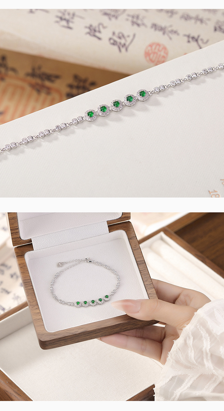 Vòng tay bạc S925 hạt tròn hình học phong cách tối giản — Một chiếc chi tiết 3