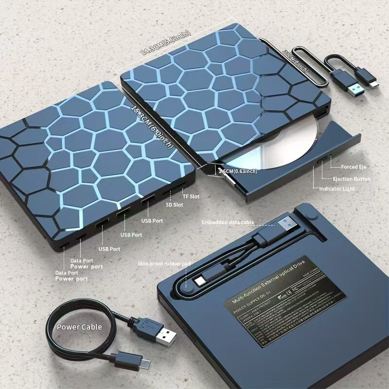 新款多功能外置DVD刻录机石头纹usb+typec厂家直销批发零售台式|undefined