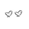 Earrings heart-shaped, silver needle, silver 925 sample, simple and elegant design, light luxury style