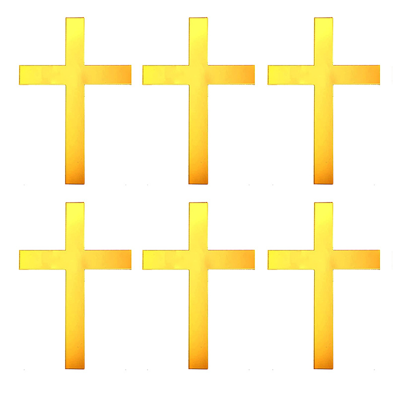 Espejo de Oro acrílico de Oro Cruz decoración de la torta bebé bautismo Comunión tema decoración del partido plug-in