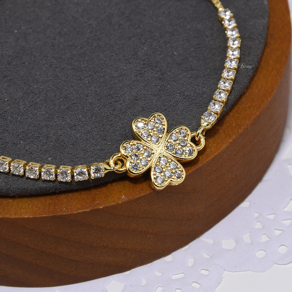 Unisex Gender 1 Piece Simple Style Leaf Copper Plating Inlay Zircon Bracelets