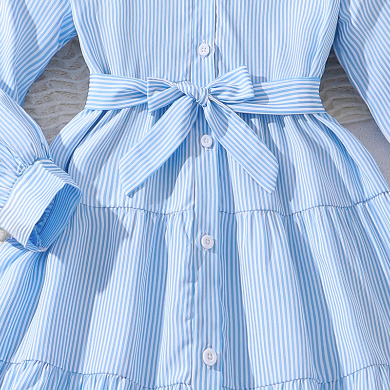 Girls' 9-11 years old autumn children's clothing 24 new fashionable striped long sleeved girls' dress_voghion.com