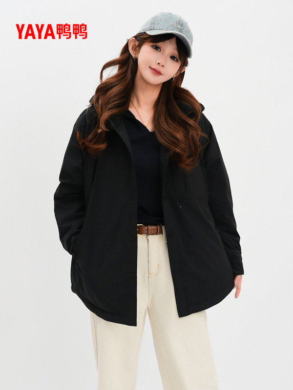 鸭鸭羽绒服女2025秋冬新款休闲短款时尚百搭保暖外套夹克Y|undefined
