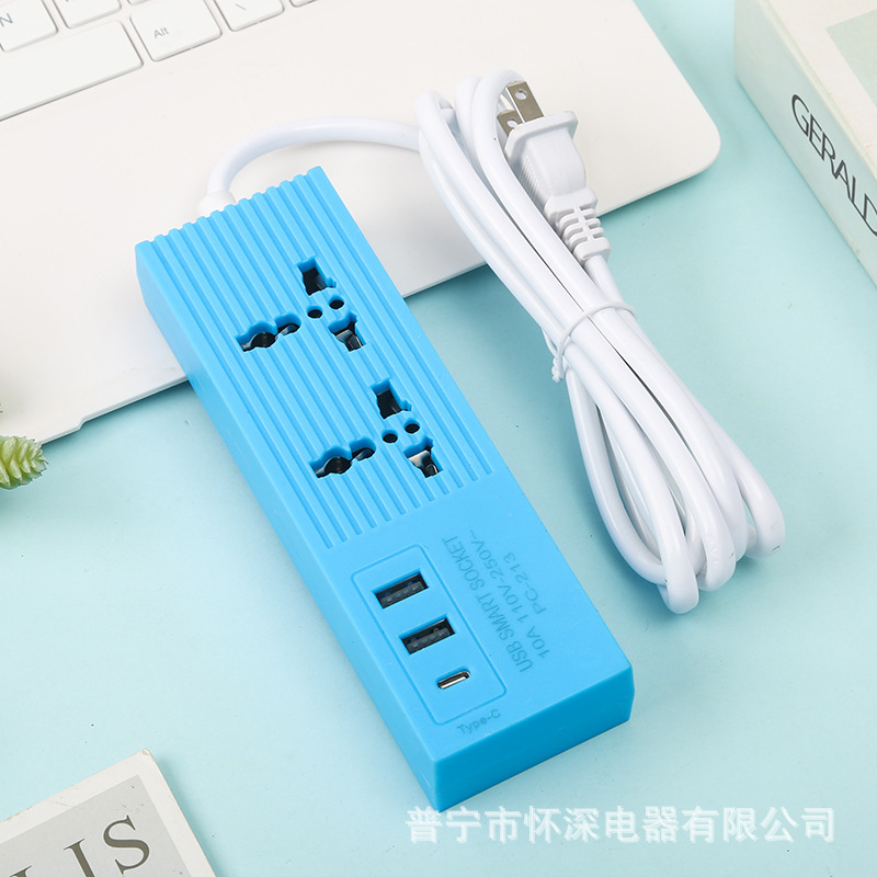 PC - 213 # 2USB + 1Type-C dos agujeros envases multicolores mezclados filipinos enchufe de comercio exterior